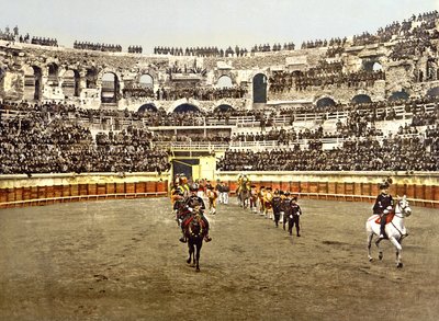 Procession av matadorer vid amfiteatern i Nîmes, 1890-1900 av French Photographer