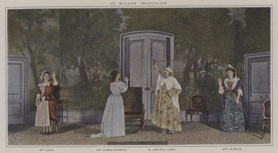 Scen från en produktion av Le Malade Imaginaire, av Moliere (färgfoto) av French Photographer