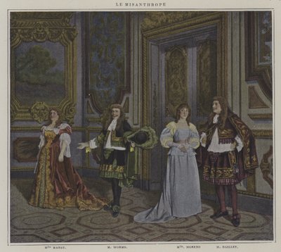 Scen från en produktion av Le Misanthrope, av Moliere (färgfoto) av French Photographer