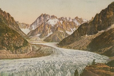 Vacker utsikt över bergen och glaciären. Vykort skickat 1913. av French Photographer