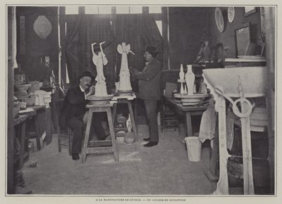 Skulpturverkstad vid Sevres porslinsfabrik, Frankrike (s/v foto) av French Photographer