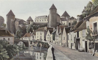 Semur, Vy tagen på stranden av Armancon av French Photographer