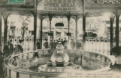 Källa till våren Grand Grille i Vichy. Vykort skickat 1913. av French Photographer