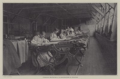 Studentverkstad på Beauvais Tapestry Manufacture, Frankrike (s/v foto) av French Photographer