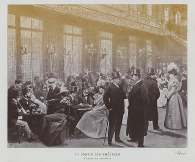 Teaterbesökare utanför Taverne Pousset i Paris efter en föreställning (s/v foto) av French Photographer