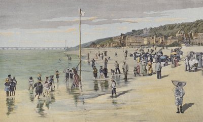 Trouville, stranden vid tidvatten av French Photographer