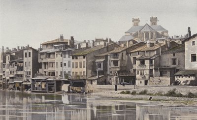 Verdun, Absid av katedralen, Vy tagen från högra stranden av Meuse av French Photographer