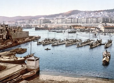 Utsikt över Algiers hamn från amiralitetet, pub. 1900 av French Photographer