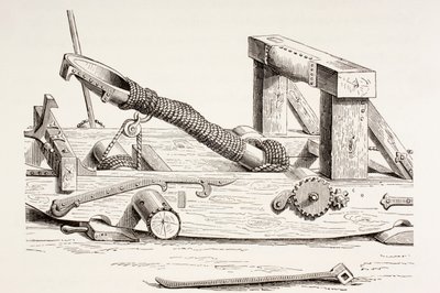 Mangonel från 1400-talet, från Les Arts au Moyen Age, publicerad 1873 av French School