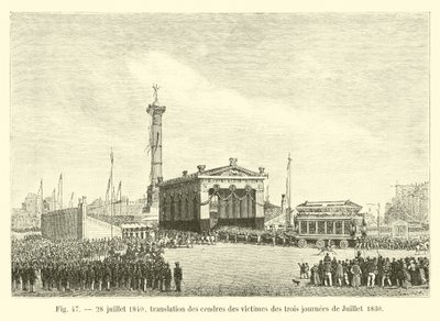 28 juli 1840, översättning av askan efter offren under de tre dagarna av juli 1830 av French School