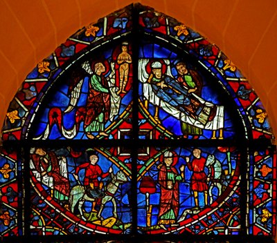 4 paneler från St Germain-fönstret (w29b) av French School