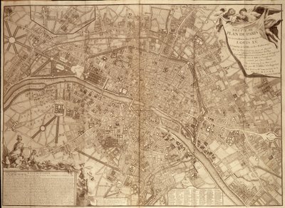 9:e planen för Paris under Ludvig XV - i "Continuation du traite de la police". av French School