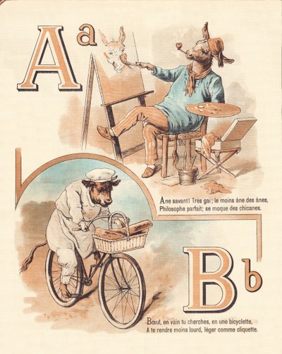 A B: Djur, konstnär, nötkött, bagare av French School