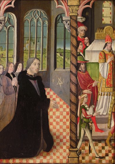 En donator med sina tre döttrar och Joachims offer, 1485-95 av French School