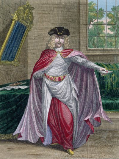 En fransk köpman i Turkiet, från Recueil destampes sur les Costumes du Levant, graverad av Gerard Jean Baptiste Scotin (1671-1716) 1707-08 av French School