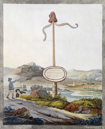 En fransk gräns vid tiden för revolutionen 1789: "Passagerare, detta land är fritt"" av French School