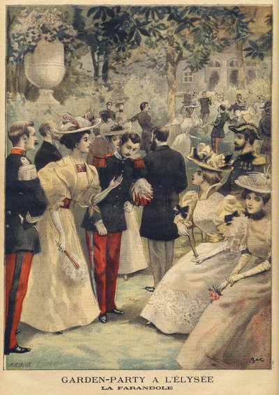 A Garden party at the Elysee (La Farandole) - illustration av Meaulle, Fortune Louis (1844-1901) från 