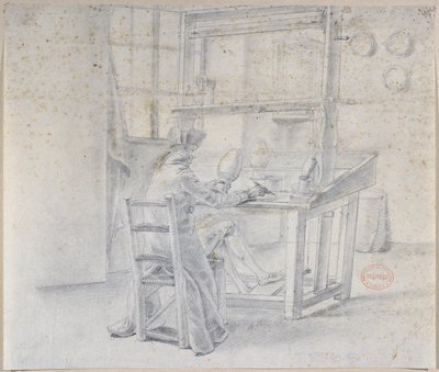 En porslinsmålare vid Sevres-fabriken, c.1780 av French School