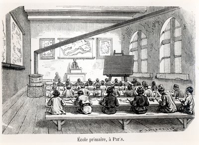 En grundskola i Paris, från Almanach du Magasin Pittoresque, 1975 av French School