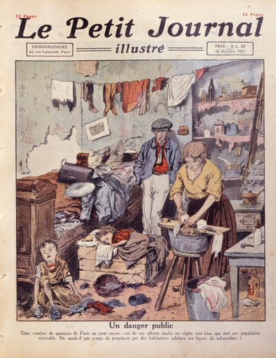 A Slum in Paris, illustration från Le Petit Journal, 30 oktober 1921 av French School