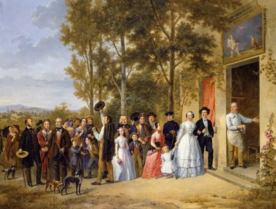 Ett bröllop vid Coeur Volant, Louveciennes, ca 1850 av French School