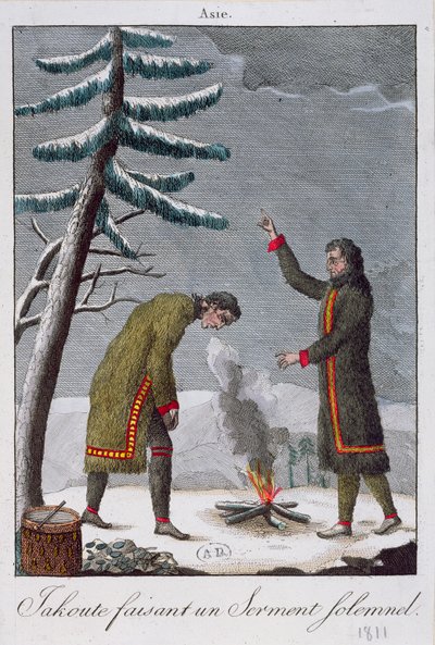 En Yakut-man som avlägger en högtidlig ed, 1811 av French School