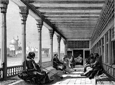 Ein Café am Ufer des Tigris, Bagdad von French School