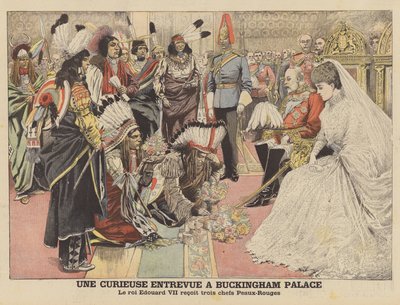 Ett nyfiket möte på Buckingham Palace (färg litho) av French School