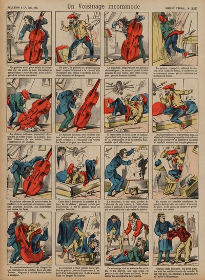 En tvist mellan grannar (färgad gravyr) av French School