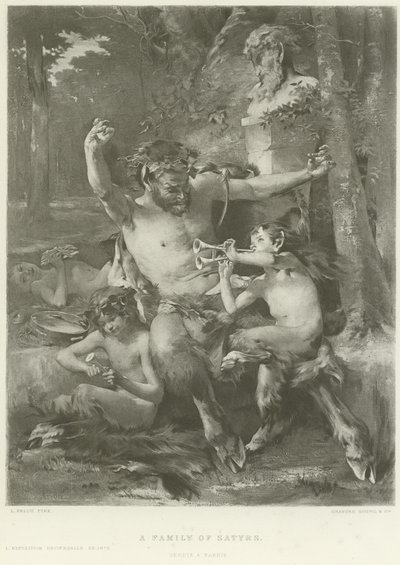 En familj av satyrer (djuptryck) av French School