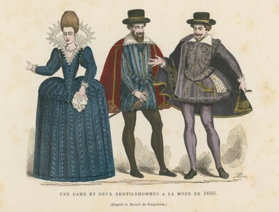 En dam och två herrar i stil med 1605 av French School