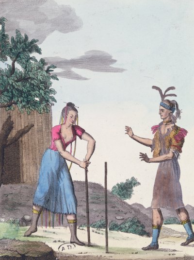 En vigselceremoni med Creek-indianerna, c.1811 av French School