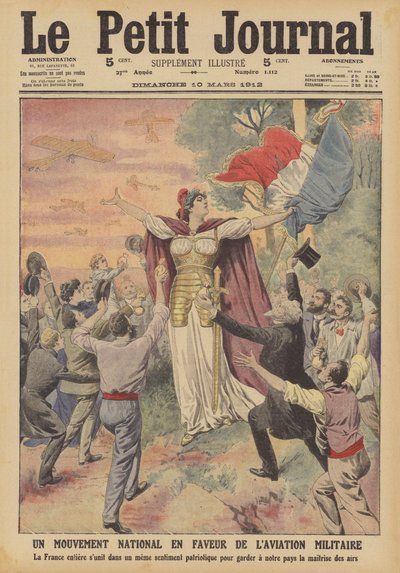 En nationell rörelse till stöd för militär luftfart (färg litho) av French School