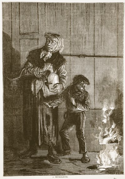 En petroleuse, april 1871, illustration från Cassells historia om kriget mellan Frankrike och Tyskland, 1870-1871 av French School