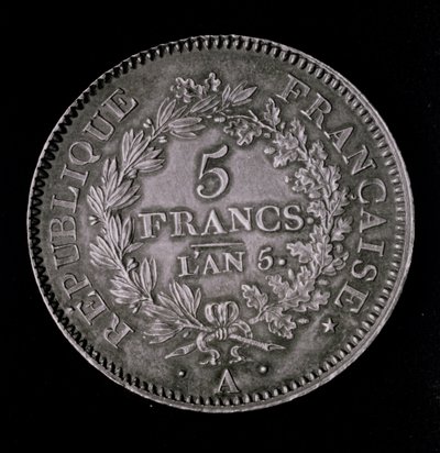 Ett pund av tjugo sol, motsvarande den första francen i Första Republiken (framsidan) (metall) av French School