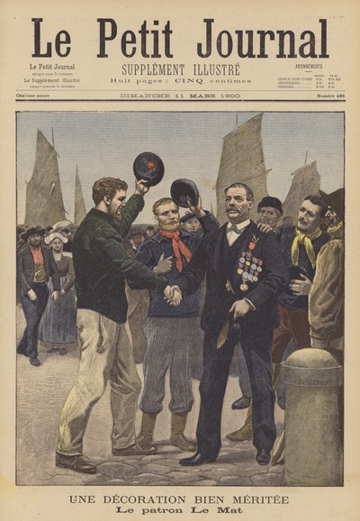 En välförtjänt dekoration (färg litho) av French School