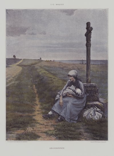 Abandonnee (Abandoned) (färg litho) av French School