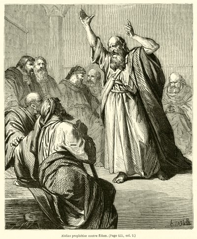 Obadja profeterar mot Edom (gravyr) av French School