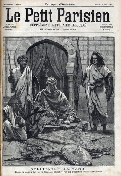 Abdul-Ahi-palatset (Abdulahi) i Ombduram vid Nilens strand i Mahdi. Gravyr i "Le petit Parisien"” av French School