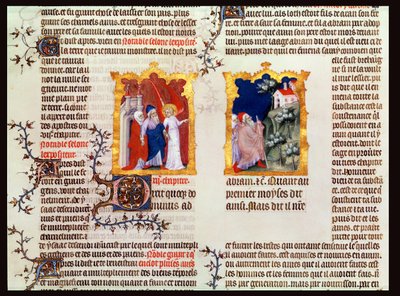 Abraham och Sara lämnar Kaldeernas Ur för Kanaan, från The Bible of Jean de Sy, ca 1355 av French School