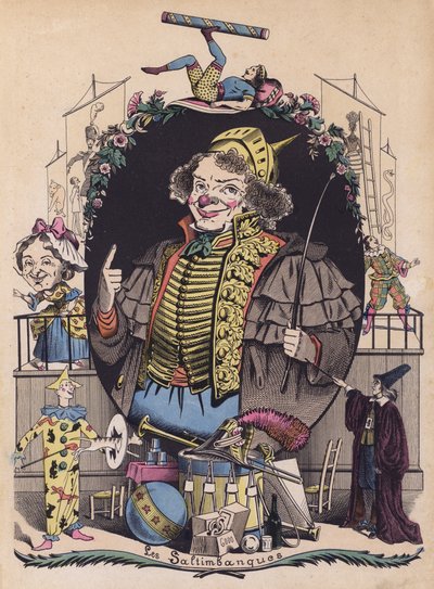 Akrobater (färg litho) av French School