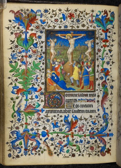 Lägg till 16997 f.153v Crucifixion, från Chevalier Hours, c.1420 (vellum) av French School