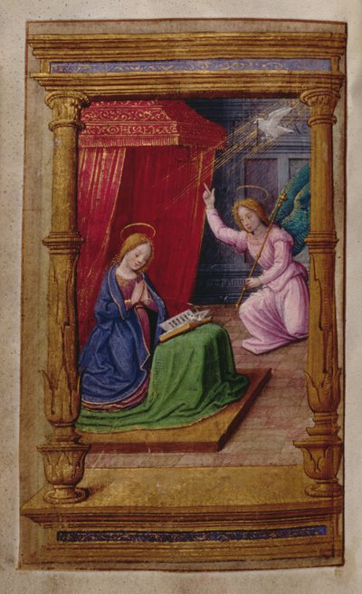 Lägg till 35214 f.29v Annunciation, from a Book of Hours, Paris av French School