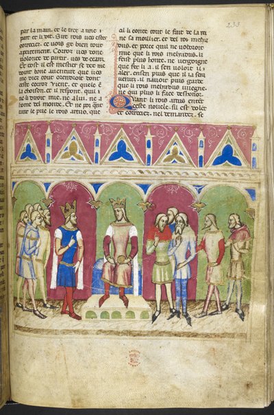 Lägg till. MS 12228, f.223, Roman du Roy Meliadus de Leonnoys, c.1352 (pergament) av French School