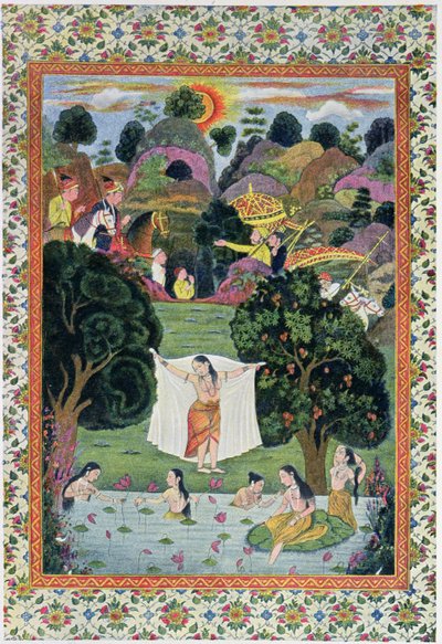 Adolescents Bathing, illustration från The Arabian Nights, 1895 (färgstick) av French School