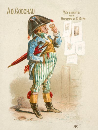 Annons för Ad Godchau herr- och barnkläder (chromolitho) av French School
