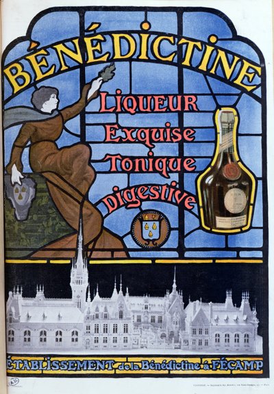 Annons för benediktinlikör, tidigt 1900-tal av French School