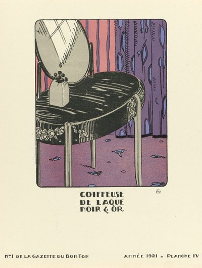 Annons för "Coiffeuse de Laque Noir  Or", utg.1921 (stenciltryck) av French School