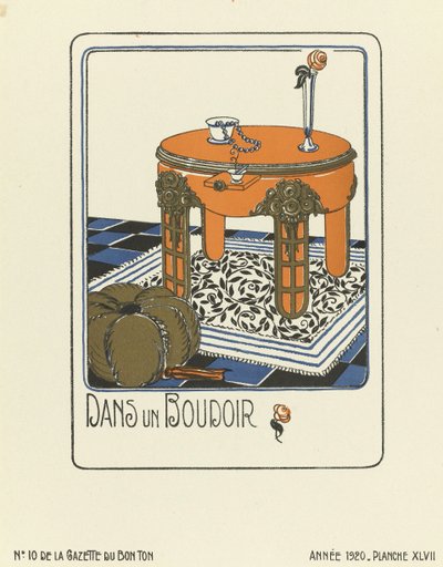 Annons för "Dans un Boudoir", utg.1920 (stenciltryck) av French School