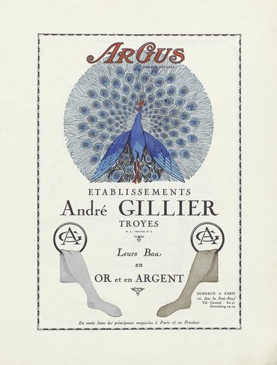 Annons för Etablissements Andre Gillier , pub 1924 (stenciltryck) av French School